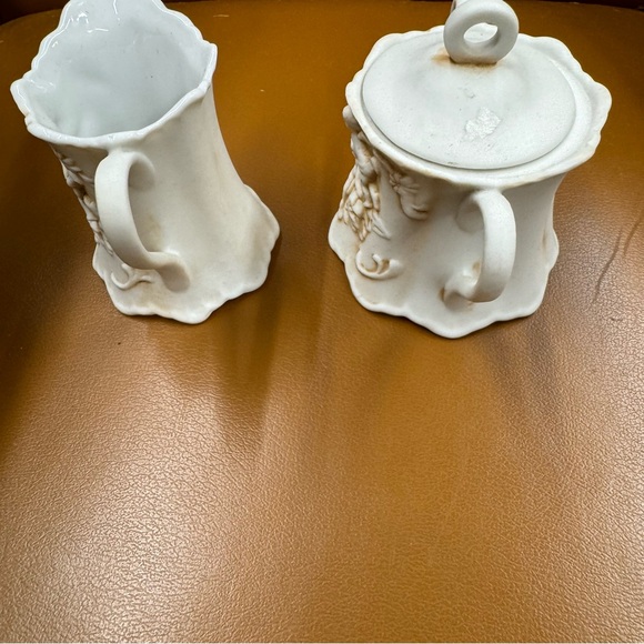 Vintage Lefton 215 Petite Creamer & Sugar Bowl with Cherubs Japan Bottoms Marked - Picture 5 of 11
